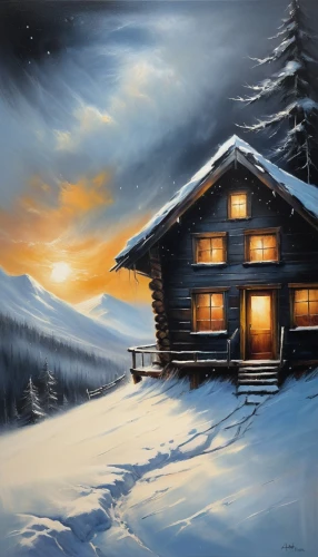 winter house,christmas landscape,mountain hut,winter landscape,winter night,snow landscape,home landscape,snow house,snowy landscape,house in mountains,winter background,the cabin in the mountains,snow scene,christmas snowy background,chalet,house in the mountains,mountain huts,log cabin,wooden house,lonely house,Conceptual Art,Daily,Daily 32