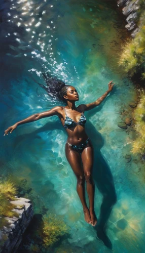 water nymph,underwater background,naiad,the body of water,siren,girl on the river,under the water,fischl,nereid,body of water,digital painting,world digital painting,tidal,submerged,sirena,underwater landscape,moana,water splash,underwater oasis,azilah,Conceptual Art,Daily,Daily 32