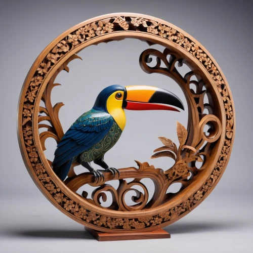 an ornamental bird,ornamental bird,chestnut-billed toucan,perched toucan,yellow throated toucan,keel-billed toucan,keel billed toucan,toucan perched on a branch,brown back-toucan,aranmula,decorative plate,eurasian kingfisher,toco toucan,decoration bird,wood carving,woodcarvers,ornamental duck,floral and bird frame,gold finch,toucan,Photography,General,Realistic