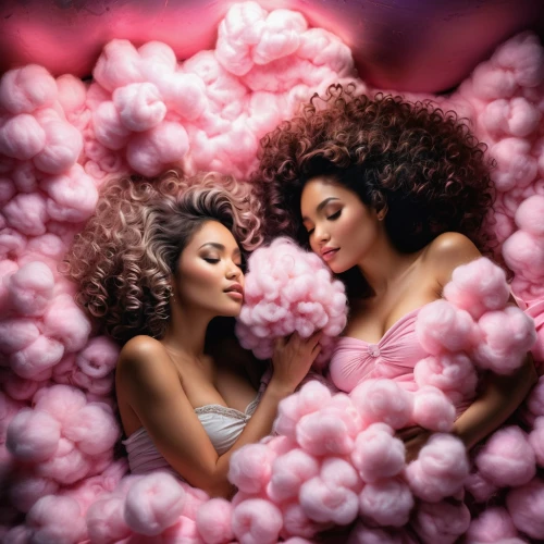 pompoms,afro american girls,dreamgirls,pink carnations,pompons,beautiful african american women,curdles,afros,swirlgirls,puffballs,cotton candy,sugar roses,temptresses,carnations,puffy hearts,pink chrysanthemums,perfuming,barbies,porcelain dolls,candyland,Illustration,Realistic Fantasy,Realistic Fantasy 10