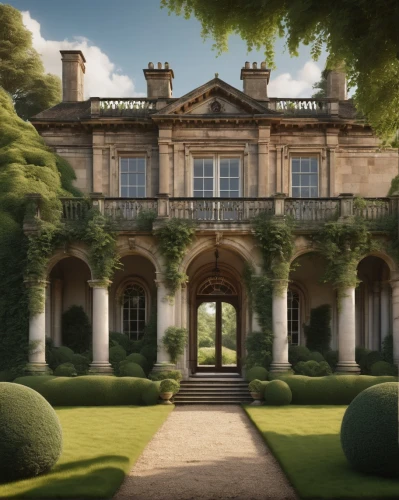 holburne,pemberley,brodsworth,highgrove,waddesdon,ditchley,highclere,babington,lydiard,chatsworth,garden elevation,cholmondeley,highclere castle,clandon,althorp,chateau,palladianism,country estate,wroxton,dandelion hall,Art,Classical Oil Painting,Classical Oil Painting 44