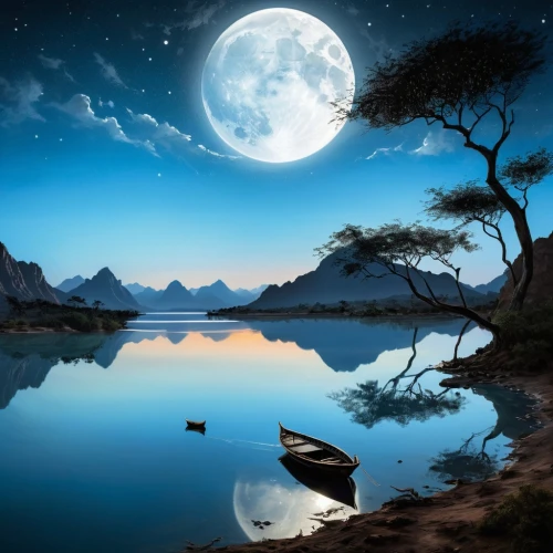 blue moon,moon and star background,moonlit night,landscape background,moonlit,lunar landscape,moonlight,full moon,fantasy picture,moonlighted,nature background,nature wallpaper,moon at night,hanging moon,moon night,mond,full hd wallpaper,beautiful landscape,windows wallpaper,fantasy landscape,Illustration,Paper based,Paper Based 07