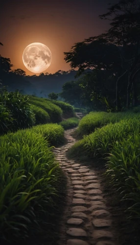 the mystical path,the path,pathway,moonlit night,path,moonesinghe,the way,tree lined path,forest path,the way of nature,nature wallpaper,vietnam,full moon,moonrise,wooden path,moonscape,hiking path,moonlit,moonwalked,moon valley,Photography,General,Cinematic
