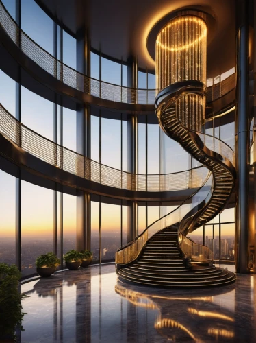 spiral staircase,futuristic architecture,penthouses,circular staircase,winding staircase,residential tower,the observation deck,observation tower,staircase,escala,the energy tower,spiral stairs,sky apartment,sky space concept,observation deck,staircases,helix,blavatnik,futuristic landscape,modern architecture,Illustration,Retro,Retro 04