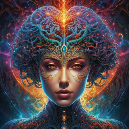dmt,ayahuasca,oracular,medusa,mystical portrait of a girl,fractals art,aura,telepath,root chakra,aum,samsara,precognition,pineal,fantasy portrait,niobe,matriarchal,rosicrucianism,amidala,singularity,psychosynthesis,Conceptual Art,Sci-Fi,Sci-Fi 05