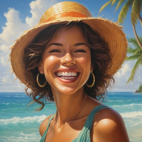 donsky,sonrisa,a girl's smile,moana,welin,oil painting,sourire,ocasio,painting technique,tretchikoff,portrait background,oil painting on canvas,high sun hat,hispaniolan,a smile,girl wearing hat,grin,art painting,world digital painting,heatherley,Conceptual Art,Fantasy,Fantasy 28