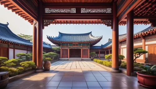 hall of supreme harmony,asian architecture,hanok,dojo,buddhist temple,qibao,soochow,hanhwa,shuozhou,confucian,longshan,tianxia,teahouses,gyeongbokgung,wudang,jingshan,changgyeonggung palace,chaozhou,sanshui,gudeok,Illustration,Retro,Retro 22