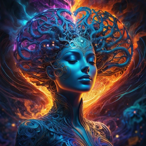 blue enchantress,nebula,medusa,fantasy art,aura,fantasy portrait,mystical portrait of a girl,niobe,elemental,aquarius,oracular,fractals art,aeterna,aquarian,andromeda,samsara,nebula 3,matriarchal,bluefire,nebula guardian,Conceptual Art,Sci-Fi,Sci-Fi 01