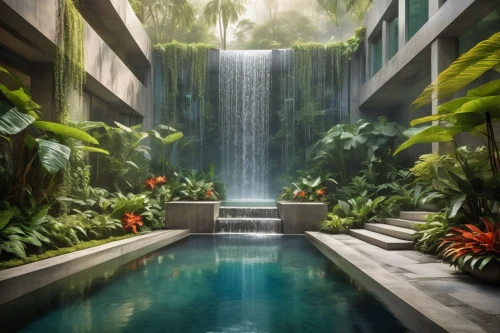atriums,biopolis,green waterfall,paradisus,water feature,wintergarden,waterfall,tropical house,tropical jungle,fountain pond,oasis,singapore,shangri,amanresorts,philodendrons,pan pacific hotel,vietnam,floor fountain,diamond lagoon,water fall,Art,Artistic Painting,Artistic Painting 45