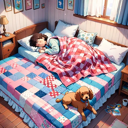 hikikomori,quilt,sleeping room,roominess,coverlets,boy's room picture,demobilised,boy and dog,the little girl's room,dog illustration,bed,beds,sleepover,bedding,genshiken,chomet,despierta,bedcovers,nanako,quilts,Anime,Anime,Realistic