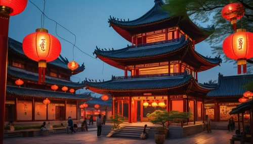 asian architecture,lanterns,qibao,shuozhou,chaozhou,suzhou,qingcheng,qufu,teahouses,soochow,linzhou,shaoxing,hengdian,tianxia,baiul,changfeng,hezhou,zhucheng,hall of supreme harmony,illuminated lantern,Illustration,Retro,Retro 11