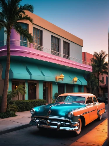 classic car and palm trees,tailfins,cuba background,ford thunderbird,riviera,retro automobile,retro diner,1959 buick,retro car,oldsmobile,edsel,buick classic cars,american classic cars,tail fins,fifties,vintage cars,cadillac eldorado,50's style,route 66,usa old timer,Illustration,Japanese style,Japanese Style 05