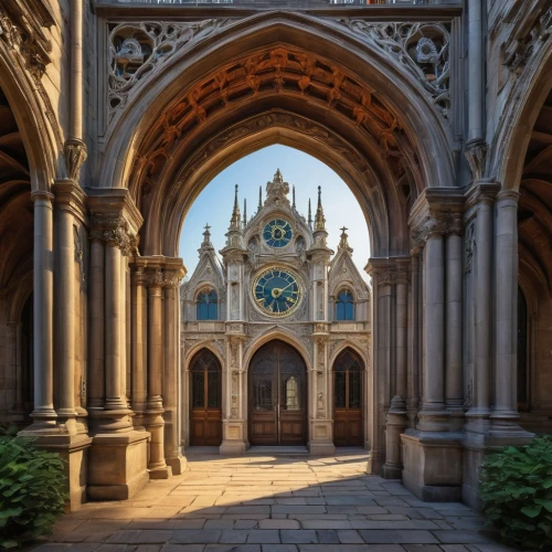 astronomical clock,grandfather clock,collegiate basilica,neogothic,tyntesfield,cathedrals,gasson,cathedral,altgeld,gothic church,clocktower,aachen cathedral,chhatris,sacristy,western architecture,archly,musée d'orsay,archbishopric,chrobry,station clock,Illustration,Black and White,Black and White 13