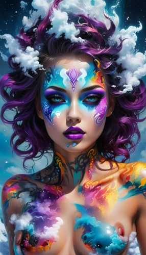 neon body painting,bodypainting,fantasy art,bodypaint,body painting,nebula,fantasy portrait,aquarius,galactic,fantasy picture,mermaid background,mystical portrait of a girl,fairy galaxy,ultraviolet,psytrance,world digital painting,psychedelic,fractals art,cosmic,fantasy woman,Conceptual Art,Daily,Daily 21