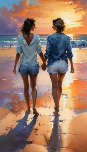 donsky,walk on the beach,beach walk,oil painting on canvas,oil painting,beach background,photo painting,loving couple sunrise,two girls,art painting,world digital painting,vettriano,dossi,beachcombers,chalk drawing,little girls walking,wlw,photorealist,heatherley,pittura,Conceptual Art,Oil color,Oil Color 03