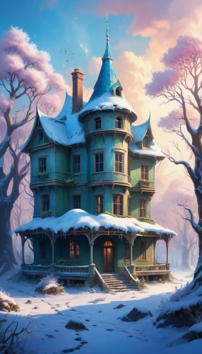 winter house,snow house,witch's house,snowhotel,crooked house,dreamhouse,winterplace,house silhouette,fairy tale castle,victorian house,winter village,maplecroft,innkeepers,house in the forest,witch house,winterland,forest house,little house,doll's house,winterfell,Illustration,Realistic Fantasy,Realistic Fantasy 01