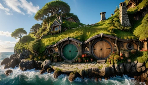beleriand,vinland,popeye village,fantasy landscape,seahaven,3d fantasy,arenanet,hobbiton,fantasy picture,an island far away landscape,dreamhouse,neverland,oenanthe,asheron,cartoon video game background,house of the sea,dwarfish,hobbit,cliffside,elves country,Photography,General,Natural