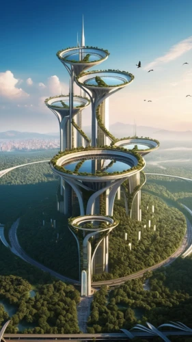 futuristic architecture,sky space concept,futuristic landscape,arcology,skycycle,ecotopia,solar cell base,ordos,the energy tower,ringworld,sedensky,futuristic art museum,areopolis,skylon,superstructures,futuristic,cellular tower,skybridge,skylstad,spaceport,Photography,General,Realistic