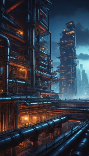 industrial landscape,refinery,refineries,refineria,cosmodrome,industrial,oil refinery,arcology,industrial tubes,industries,industrie,industrial area,refiners,arktika,industrialization,industrielle,industrial ruin,industrialism,chemical plant,cyberport,Illustration,Realistic Fantasy,Realistic Fantasy 12
