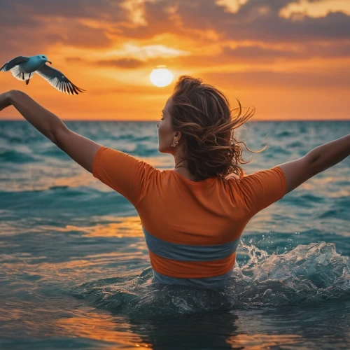 exhilaration,exhilarated,thalassotherapy,exhilaratingly,arms outstretched,girl making selfie,channelsurfer,waving,female swimmer,liberating,open arms,woman holding a smartphone,ocean background,divine healing energy,enjoyment of life,triumphantly,stand-up paddling,the sea maid,the people in the sea,amphitrite,Photography,General,Fantasy