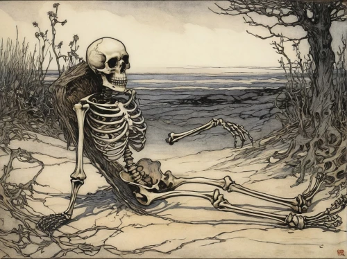 vintage skeleton,skelly,skeletal,danse macabre,mermaid skeleton,memento mori,skeletons,totentanz,burials,skelton,skeleton,life after death,human skeleton,day of the dead skeleton,skeletal structure,decomposition,boney,skeletonized,skulduggery,skull rowing,Illustration,Retro,Retro 25