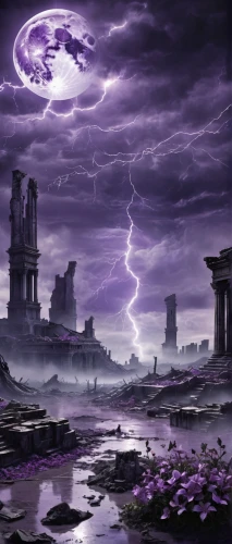 purple,purple landscape,wavelength,the ruins of the,post-apocalyptic landscape,imperialis,apocalyptic,scythopolis,tartarus,ancient city,destroyed city,defend,fantasy picture,primordia,coldharbour,purple wallpaper,fantasy landscape,deadlands,the ancient world,barsoom,Conceptual Art,Fantasy,Fantasy 33