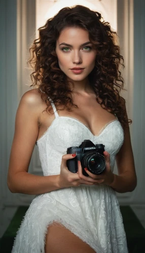 a girl with a camera,camera,nikon,girl in white dress,wedding photo,wedding photographer,slr camera,dslr,photographer,cameras,camera lens,photog,photo model,fotografias,white dress,wedding dress,technikon,digital camera,portrait photographers,brunette with gift,Photography,General,Natural