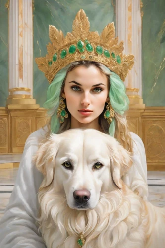 girl with dog,miss circassian,frigga,margairaz,white dog,pawlicki,dognin,samoyedic,dahlia white-green,pugmire,shipka,romanov,noblewoman,principessa,dog angel,kutuzova,blonde dog,krypto,celtic queen,barkus