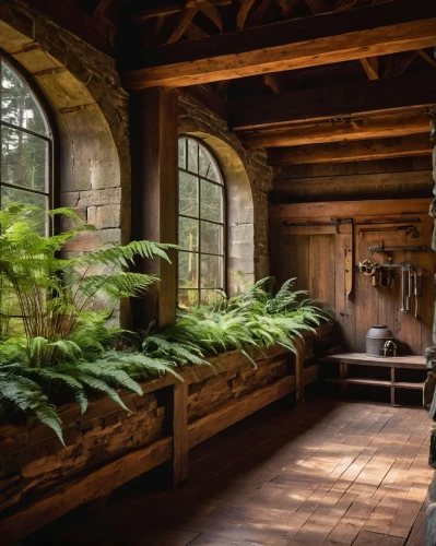 dandelion hall,forest chapel,conservatory,wooden sauna,indoor,fernery,victorian room,vivarium,wooden windows,abandoned place,house in the forest,horse barn,forest house,treasure hall,wood window,log cabin,inglenook,diorama,sanctuary,abandoned train station,Art,Classical Oil Painting,Classical Oil Painting 15