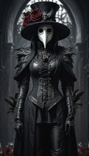 gothicus,ravenstein,magistrate,crow queen,masquerade,countess,schierstein,raven sculpture,isolda,narcissa,la catrina,ravenhead,corvo,inquisitor,isoline,with the mask,lehzen,gothic woman,raven rook,abaddon,Illustration,Realistic Fantasy,Realistic Fantasy 46