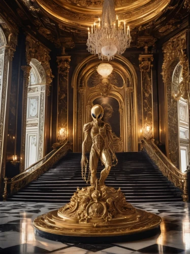 versailles,rococo,versaille,enfilade,eros statue,europe palace,ritzau,ornate room,baroque,royal interior,fontainebleau,entrance hall,grandeur,marble palace,foyer,the throne,bernini,musée d'orsay,the palace,baroque angel,Conceptual Art,Sci-Fi,Sci-Fi 13