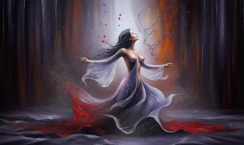 persephone,hecate,sorceress,sirenia,melisandre,queen of the night,fantasy art,the enchantress,prophetess,enthrall,mourning swan,invoking,girl in a long dress,priestess,dead bride,queen of hearts,sorceresses,enchantment,fallen petals,fantasy picture,Illustration,Abstract Fantasy,Abstract Fantasy 14