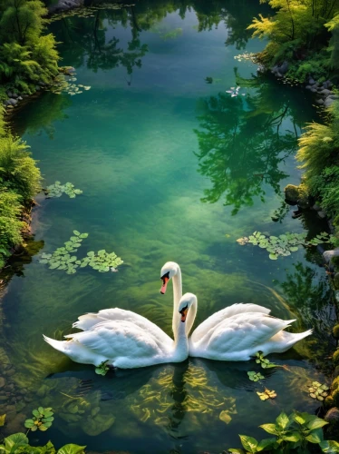 swan lake,swan on the lake,swan pair,white swan,swan,cisne,swanning,trumpet of the swan,swans,canadian swans,swansong,constellation swan,swanee,trumpeter swan,swanlike,trumpeter swans,lily pond,lilly pond,baby swans,nature wallpaper,Photography,General,Realistic