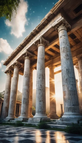 peristyle,greek temple,doric columns,pillars,columns,roman columns,colonnades,zappeion,artemis temple,three pillars,temple of diana,colonnaded,colonnade,egyptian temple,roman temple,herakleion,glyptothek,ancient rome,neoclassical,panathenaic,Conceptual Art,Sci-Fi,Sci-Fi 30