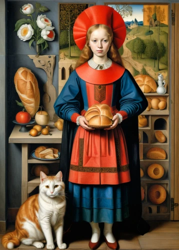 girl with bread-and-butter,girl in the kitchen,netherlandish,woman holding pie,girl with dog,cucina,girl picking apples,antonello,girl with cereal bowl,foodmaker,orlyk,shepherdess,cookery,little red riding hood,pinturicchio,bellini,vermeer,miniaturist,woman eating apple,pietersz,Art,Artistic Painting,Artistic Painting 45