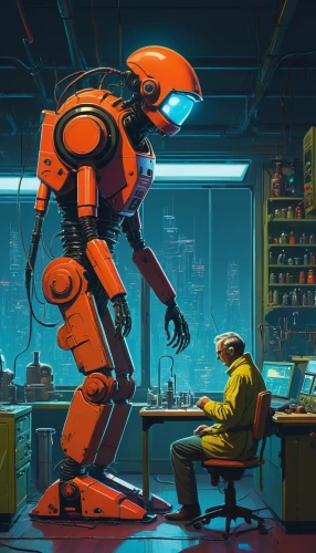 sci fiction illustration,canti,cybersmith,robotics,industrial robot,robotlike,garrison,cyberpatrol,chappie,man with a computer,roboticist,mech,cybersurfers,robots,cyberpunk,cybersitter,roboticists,akira,cyberscene,sci - fi,Conceptual Art,Sci-Fi,Sci-Fi 08