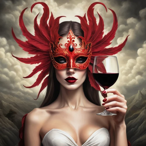 queen of hearts,venetian mask,red wine,redwine,winemaker,demoness,sommelier,oenophile,winegrower,wine diamond,wild wine,darth talon,derivable,vintner,vivino,masquerade,winegrowers,hekate,wined,sanguine,Conceptual Art,Fantasy,Fantasy 31