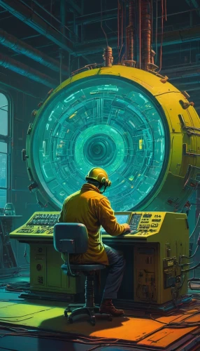 yellow machinery,cyclotrons,transistor,engineer,watchmaker,sci fiction illustration,cyberpunk,mining facility,manufactory,fallout shelter,wildstar,game illustration,reactor,industries,heavy water factory,cybertown,ufo interior,concentrator,factories,cybersmith,Conceptual Art,Sci-Fi,Sci-Fi 08