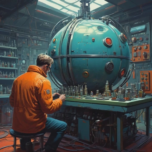 manufactory,watchmaker,chemical laboratory,clockmaker,steamboy,the boiler room,sci fiction illustration,seamico,heavy water factory,reactor,alchemist,technosphere,engine room,diving bell,electromechanical,apothecary,refinery,positronium,laboratory,burzenin,Conceptual Art,Sci-Fi,Sci-Fi 01