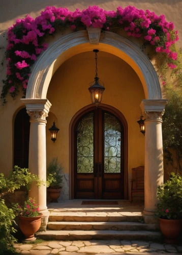 garden door,entryway,front door,doorways,greek island door,archways,patio,bougainvilleas,doorway,hacienda,patios,house entrance,entranceway,the threshold of the house,pergola,porch,bougainvilleans,front porch,entryways,bougainvillea,Art,Artistic Painting,Artistic Painting 30