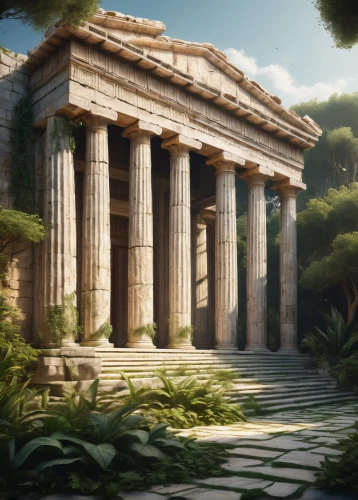 artemis temple,greek temple,temple of diana,roman temple,the ancient world,egyptian temple,panagora,acropolis,temple of hercules,ancient city,peristyle,metapontum,delphi,poseidons temple,erechtheion,parthenon,the parthenon,tempio,ancient,ancients,Illustration,Realistic Fantasy,Realistic Fantasy 28