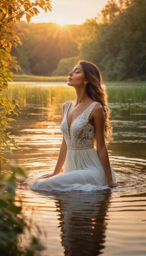 girl on the river,photoshoot with water,floating on the river,water nymph,the blonde in the river,sun bride,kupala,woman at the well,girl on the boat,idyllic,sirena,serene,immersed,pre-wedding photo shoot,idyll,floating over lake,girl in white dress,summer floatation,the body of water,on the water,Photography,General,Natural