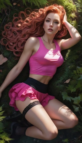 girl lying on the grass,fae,madelyne,derivable,seelie,meg,teela,background ivy,adagio,faerie,faery,agio,girl in the garden,cerise,fallen petals,ivy,rosa 'the fairy,the blonde in the river,fantasy woman,pink grass,Illustration,Paper based,Paper Based 02