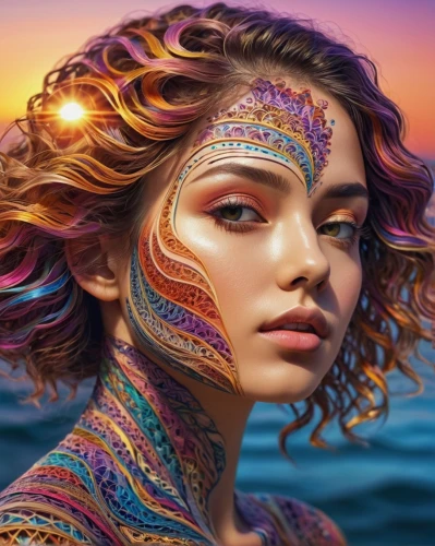 colorful spiral,fantasy portrait,rainbow waves,world digital painting,fantasy art,boho art,bodypaint,the festival of colors,bodypainting,mystical portrait of a girl,seni,bohemian art,boho art style,colorful background,neon body painting,digital art,body painting,photoshop manipulation,sundancer,spiral art,Photography,General,Commercial