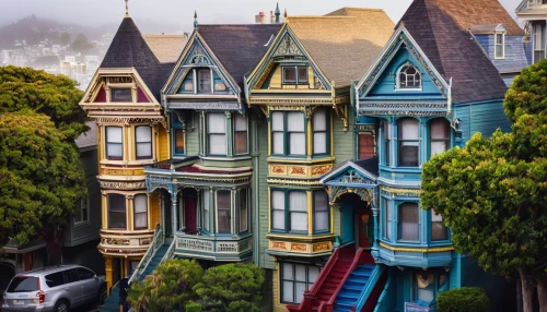 san francisco,sanfrancisco,sf,painted lady,row houses,beautiful buildings,haight,row of houses,divisadero,wooden houses,rowhouses,colorful city,victorian house,victorian,old victorian,duboce,colorful facade,house roofs,sausalito,victorians,Art,Artistic Painting,Artistic Painting 38