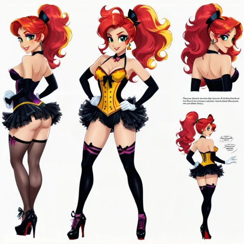 turnarounds,bombshells,starfires,junko,rodiles,real roxanne,rumiko,color samples,harmonix,redesigns,bodices,retro paper doll,combusts,madelyne,roxanne,vector girl,redhead doll,ranma,stylization,lina,Unique,Design,Character Design