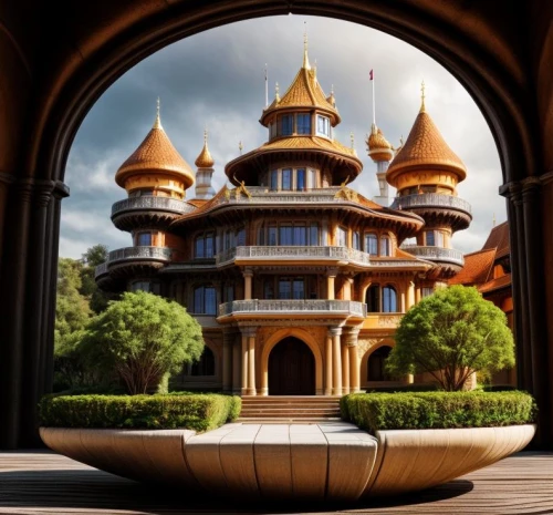 asian architecture,water palace,hall of supreme harmony,thai temple,brunei,istana,cambodia,grand master's palace,buddhist temple complex thailand,the golden pavilion,palyul,dragon palace hotel,golden pavilion,agrabah,vientiane,gold castle,phnom,marble palace,buddhist temple,fairy tale castle