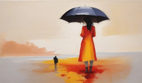 man with umbrella,oil painting on canvas,walking in the rain,the sun and the rain,art painting,girl walking away,woman walking,summer umbrella,oil painting,brolly,umbrellas,peintre,peinture,rainswept,rainfall,pluie,watercolor painting,pittura,jeanneney,painting technique,Illustration,Paper based,Paper Based 07