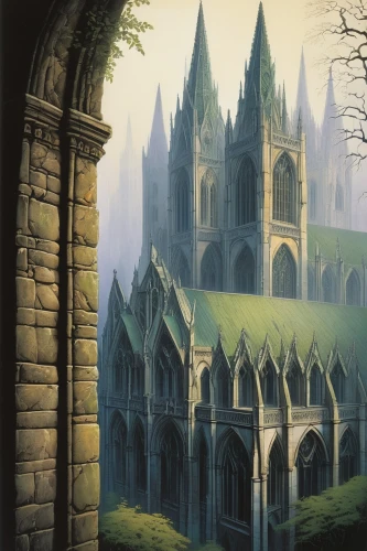 ravenloft,shadowgate,castle of the corvin,gothic church,haunted cathedral,beleriand,waterdeep,seregil,buttressing,buttressed,fablehaven,hall of the fallen,undercity,strahd,thingol,cathedrals,neogothic,cathedral,mausoleum ruins,portcullis,Illustration,Black and White,Black and White 22