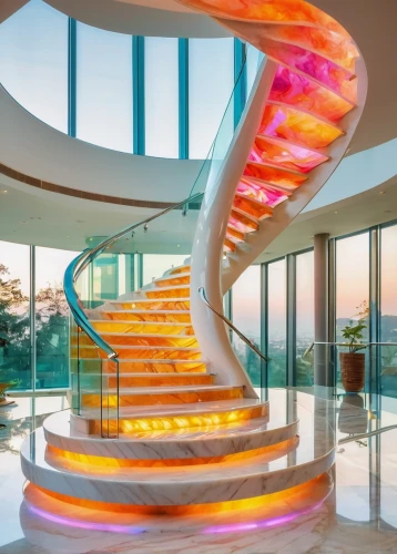 spiral staircase,spiral stairs,colorful spiral,winding staircase,circular staircase,winding steps,water stairs,staircase,colorful glass,futuristic architecture,outside staircase,staircases,escaleras,stairs to heaven,dreamhouse,spiral,spiralling,stairs,glass wall,spiral art,Conceptual Art,Oil color,Oil Color 23